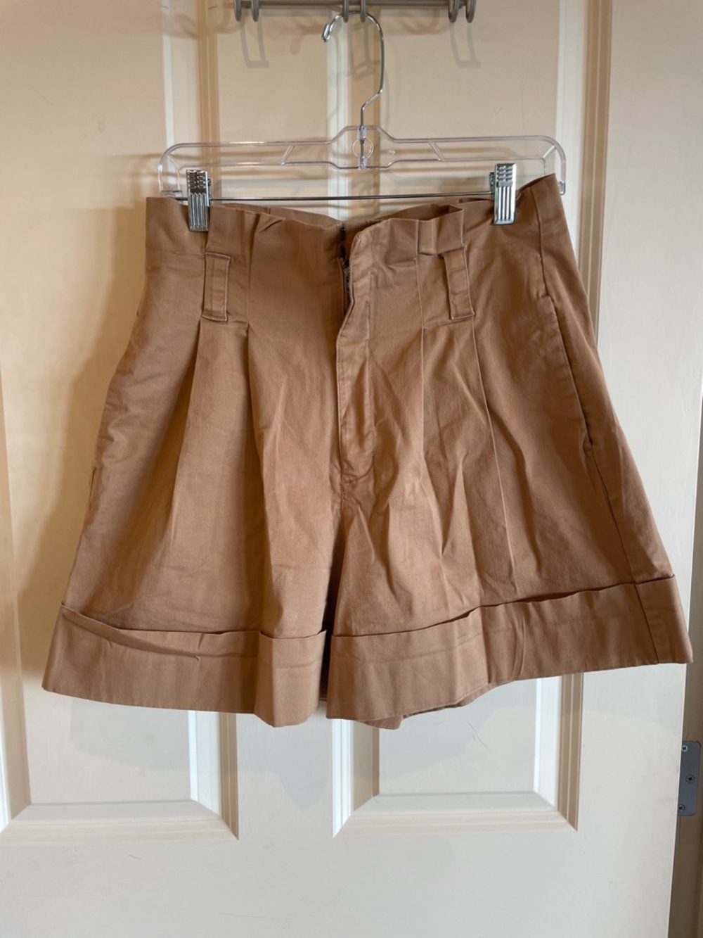 a new day Pleated High-Rise Shorts in Khaki Tan